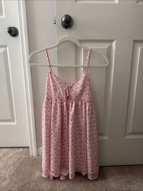 pink mini dress with flowers Floral Affair Pink Short Dress L
